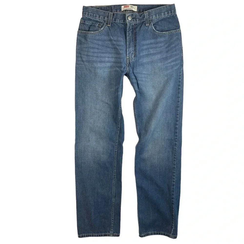MJ272 Mens Levi’s Strauss 505 Straight Fit Medium Wash Denim Jeans 34x34